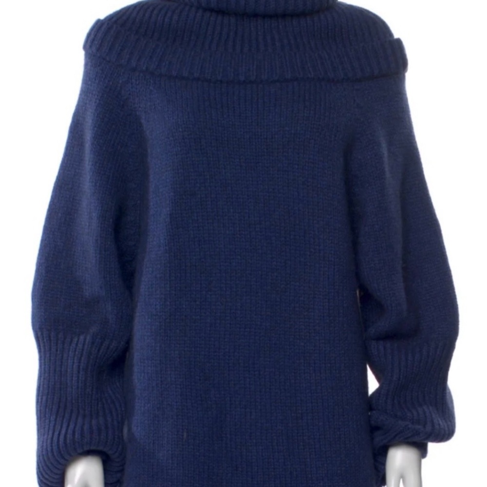 J.W. Anderson Navy Off-the-Shoulder Ribbed Knit Sweater